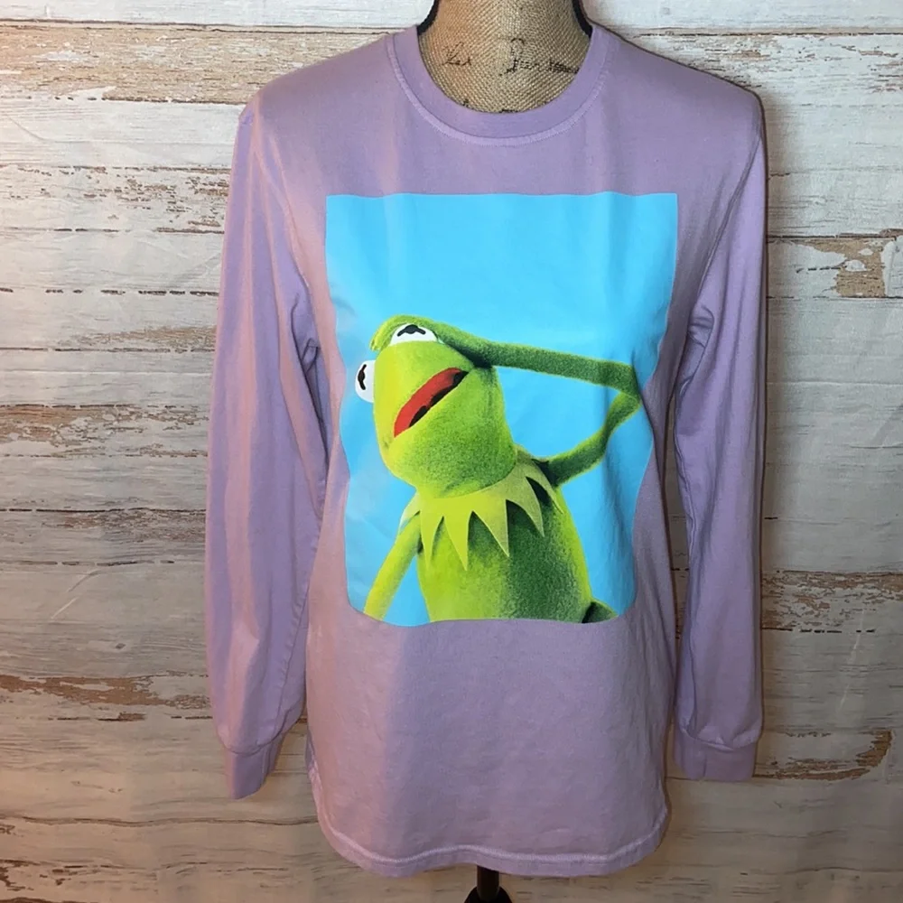 Disney The Muppets Kermit Purple Long Sleeve Graphic Sweatshirt Small